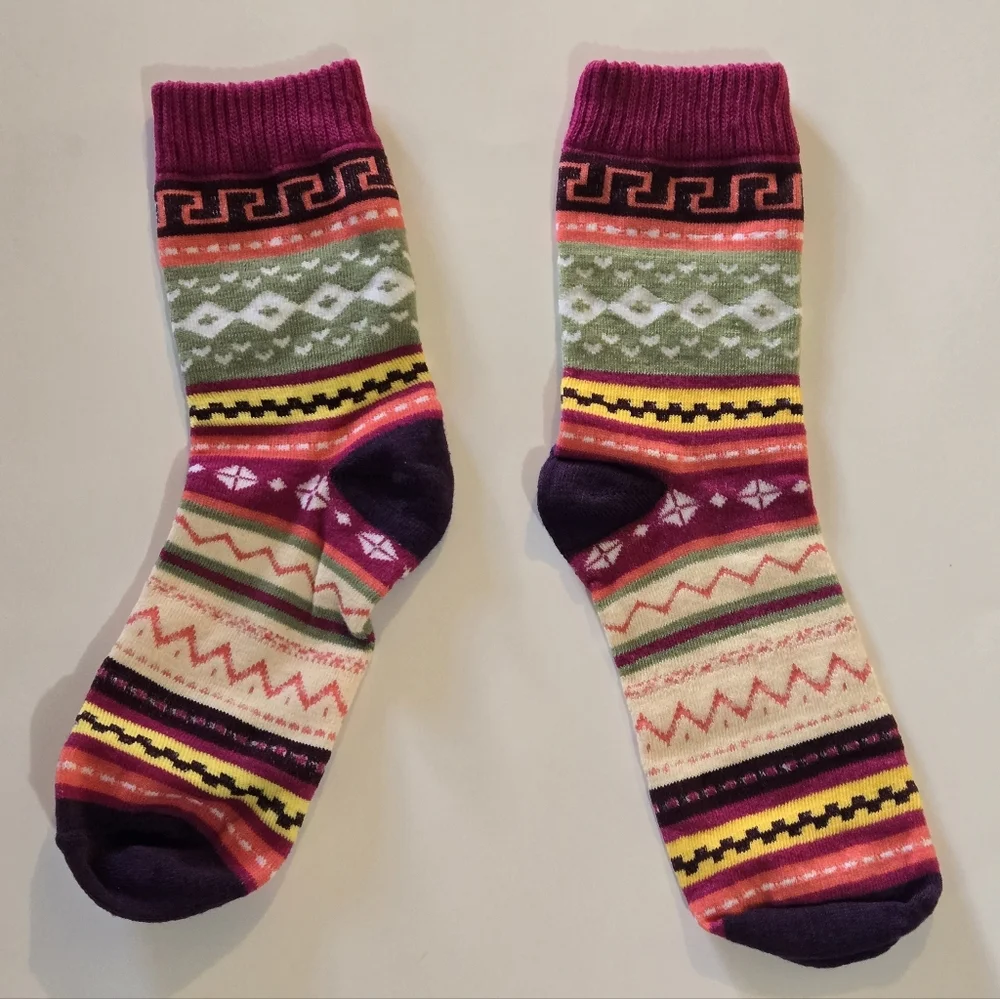 🍒🍒 Colorful Patterned Mid Tube Socks- Purple, Blue